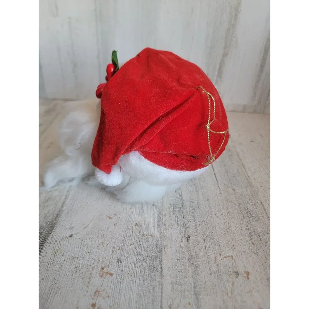 Santa Claus face vintage mistletoe hat ornament Xmas decor‎